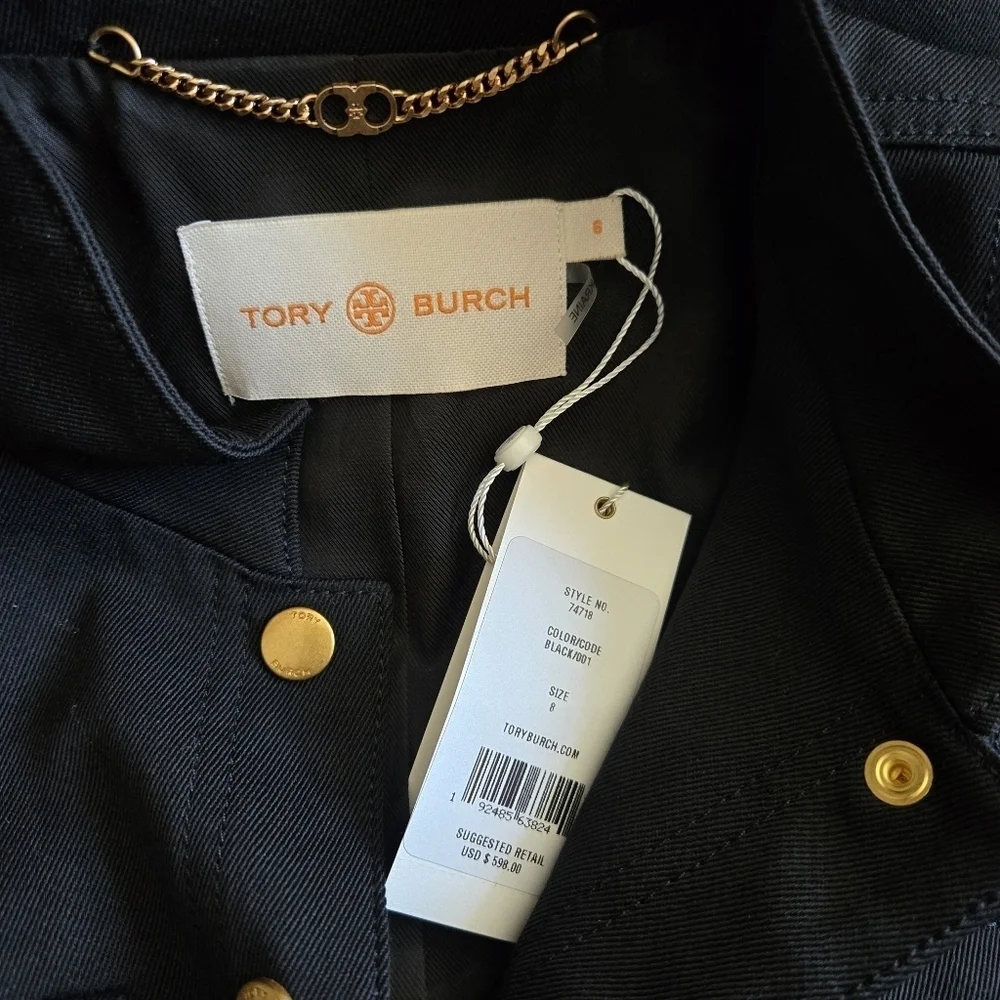 New Tory Burch Wool Sargent Pepper Front Button Long Sleeves Black Jacket 8 NWT
